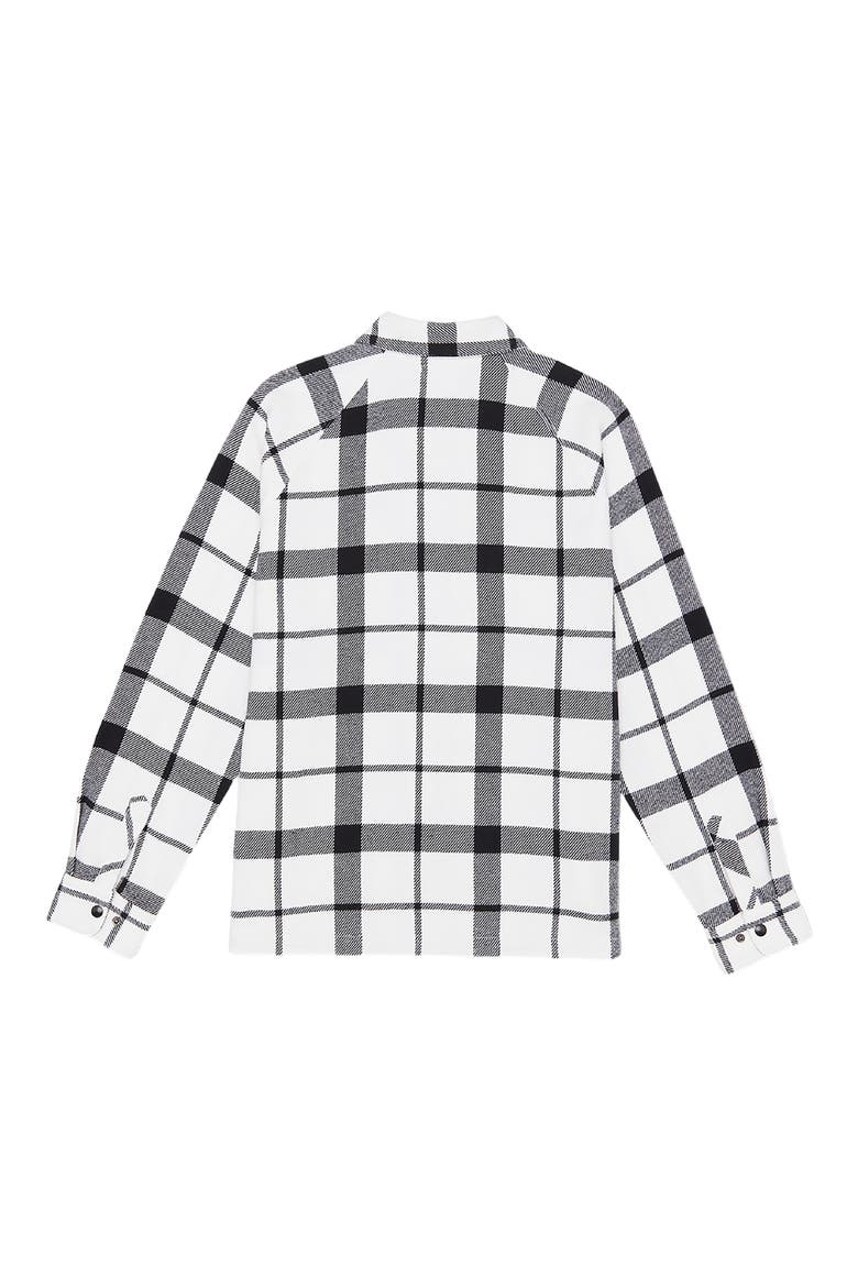 Bartostone Plaid Long Sleeve Flannel Zip Front Shirt, Alternate, color, WHITE