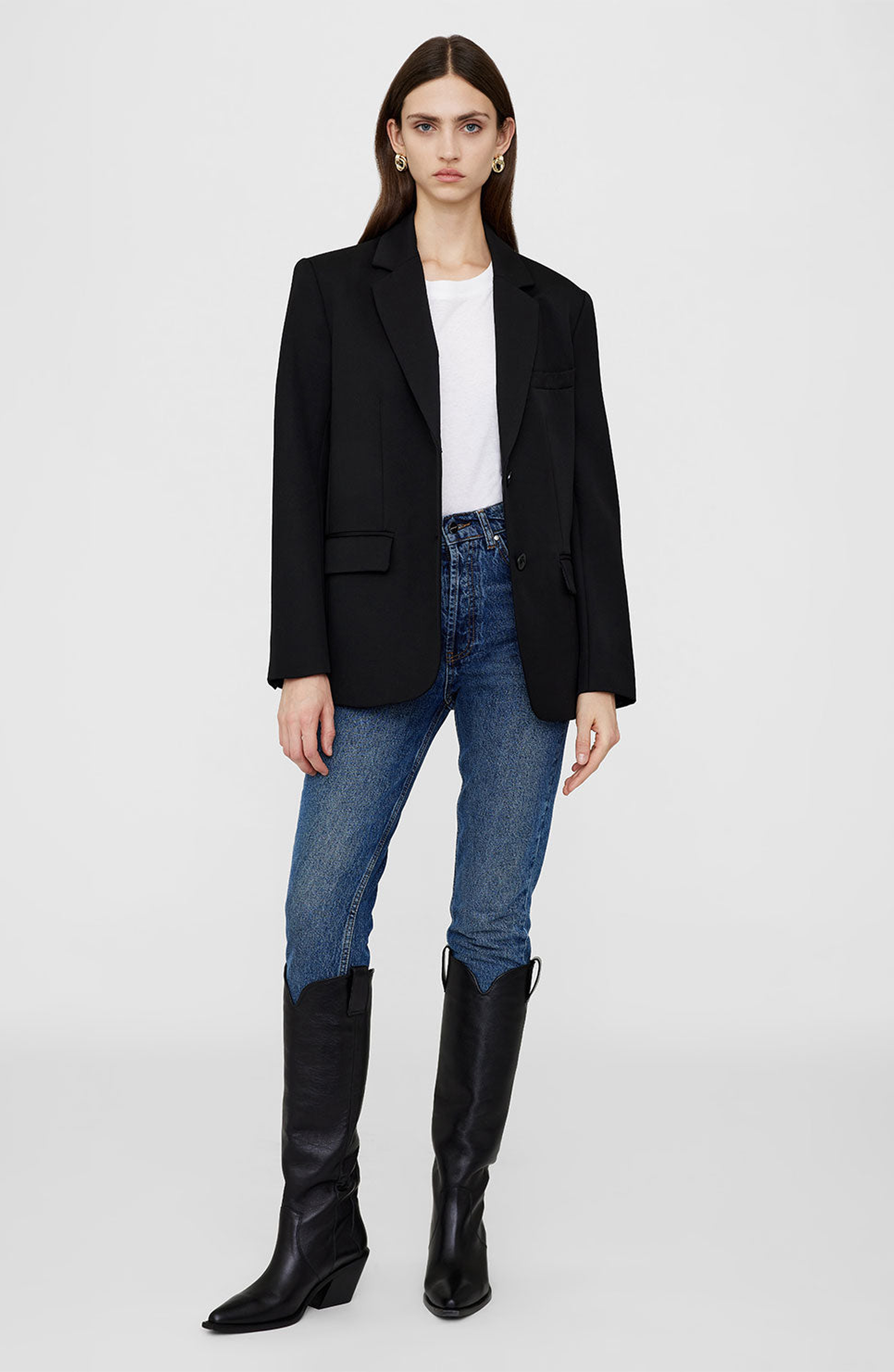 ANINE BING Tania Tall Leather Boots, Alternate, color, Black