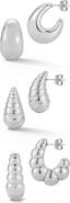 CHLOE AND MADISON Set of 3 Pairs of Hoop Earrings