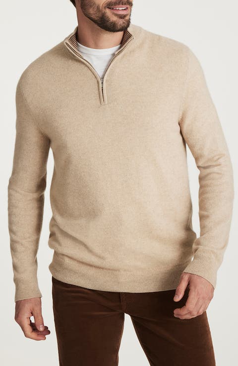 Cashmere, Silk 
Wool Quarter Zip Sweater