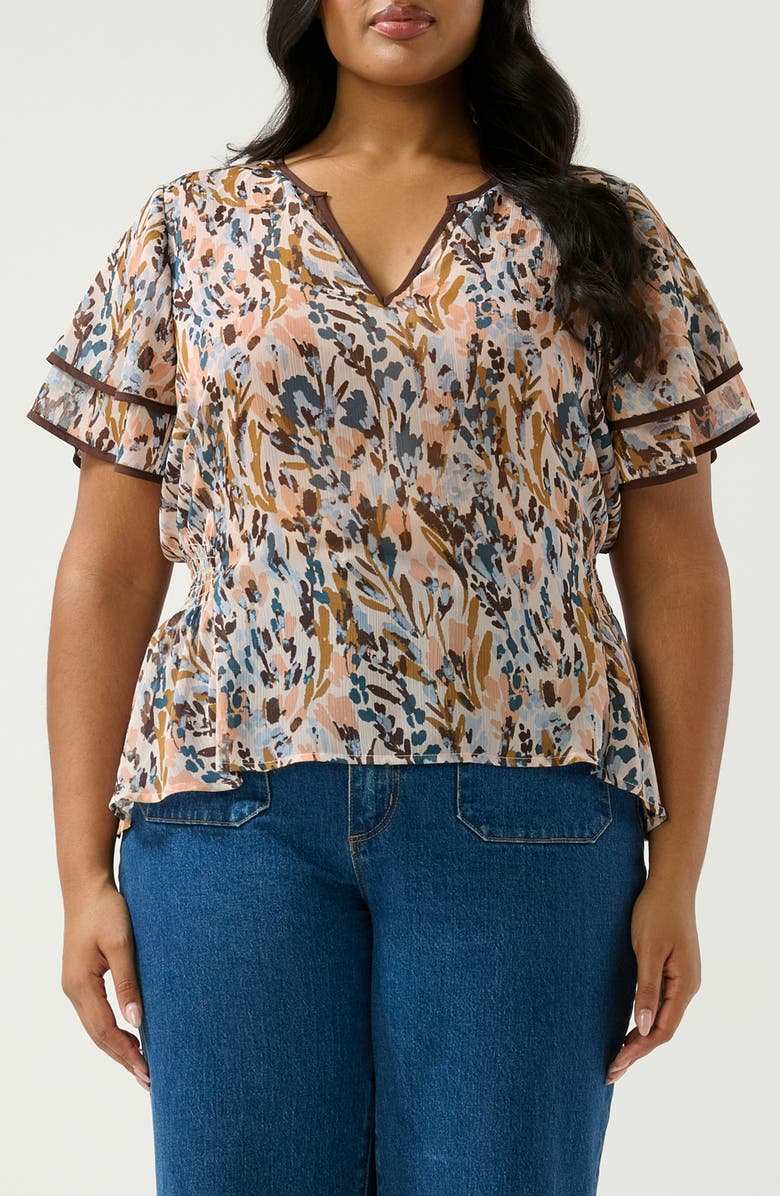Estelle Bellarosa Floral Top, Main, color, Coral Reef