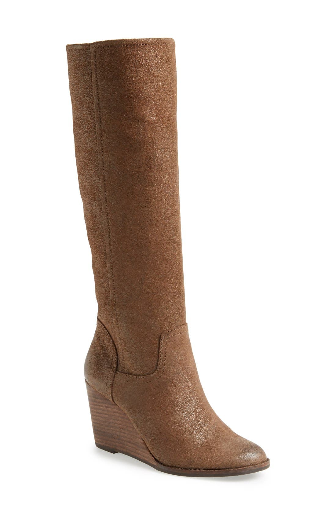 'Yacie' Leather Wedge Boot, Main, color, DARK EARTH