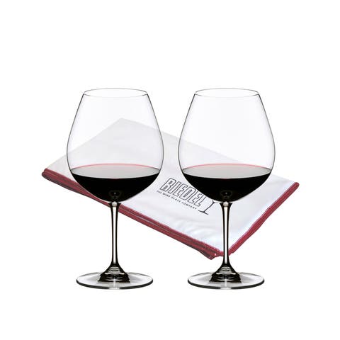 Vinum Pinot Noir 2 Piece Wine Glass Set With Polishing Cloth