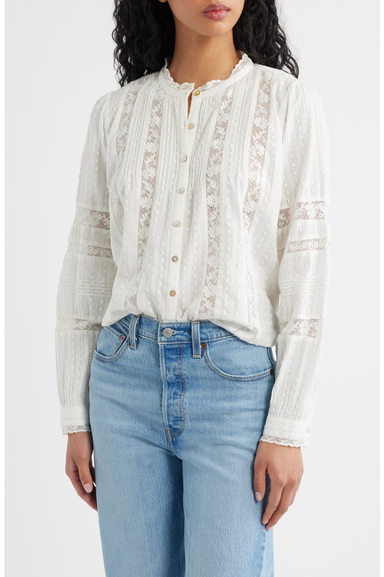 Lal Lace Cotton Top, Main, color, WHITE