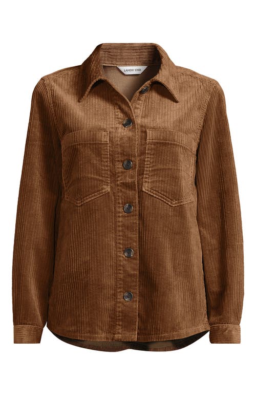 Lands' End Plus Size Wide Wale Corduroy Shirt Jacket In Brown
