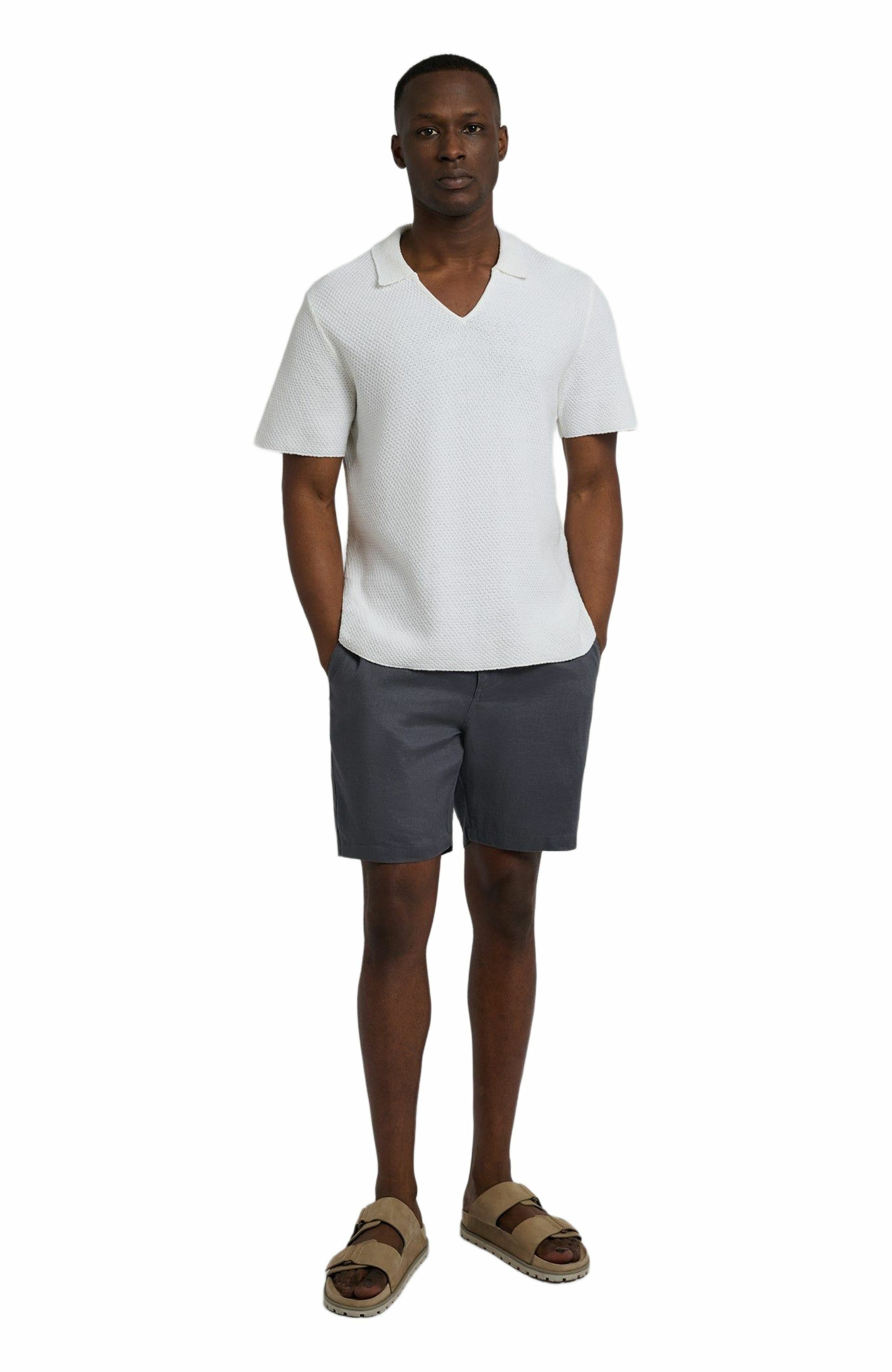 Cotton Crochet Johnny Collar Polo