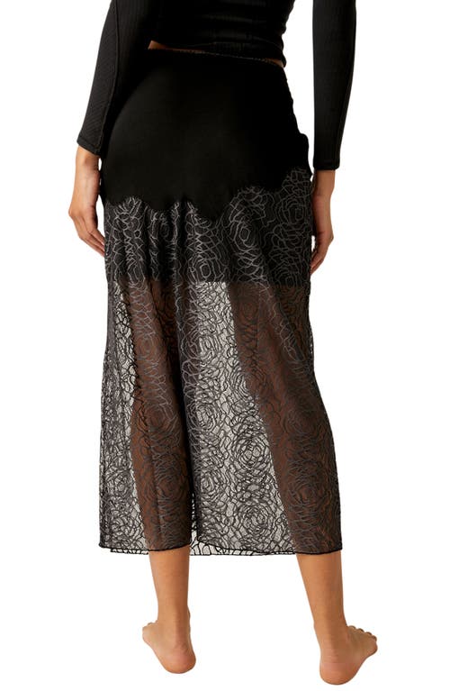 Free People Gemini Half Moon Slip Midi Skirt In Black
