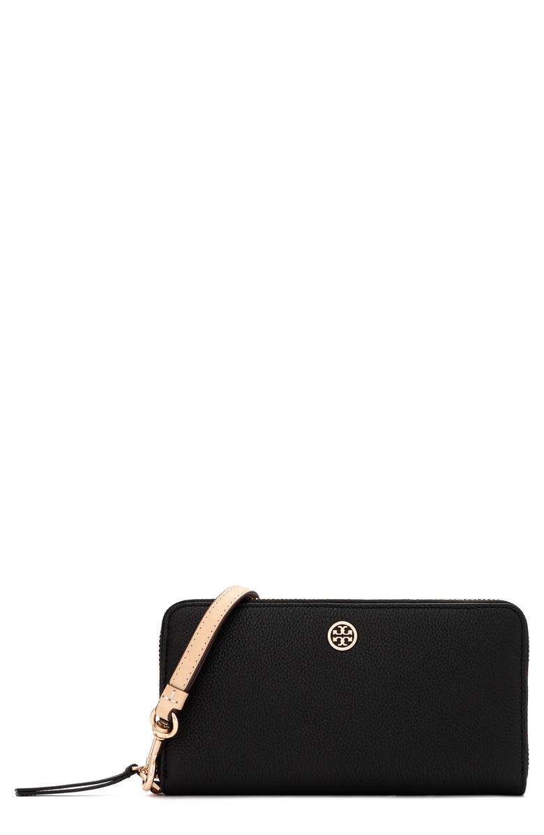 Tory Burch Robinson Pebble Leather Zip Continental Wallet, Main, color, 