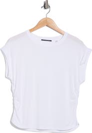 T Tahari Cuffed Short Sleeve Ruched T-Shirt