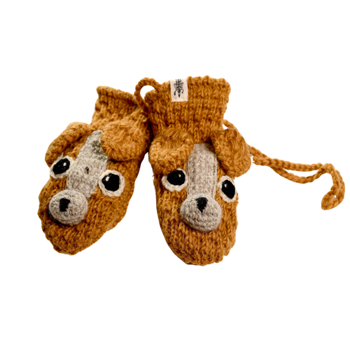 Nirvana Designs Crochet Lucy Puppy Mittens In White Combo
