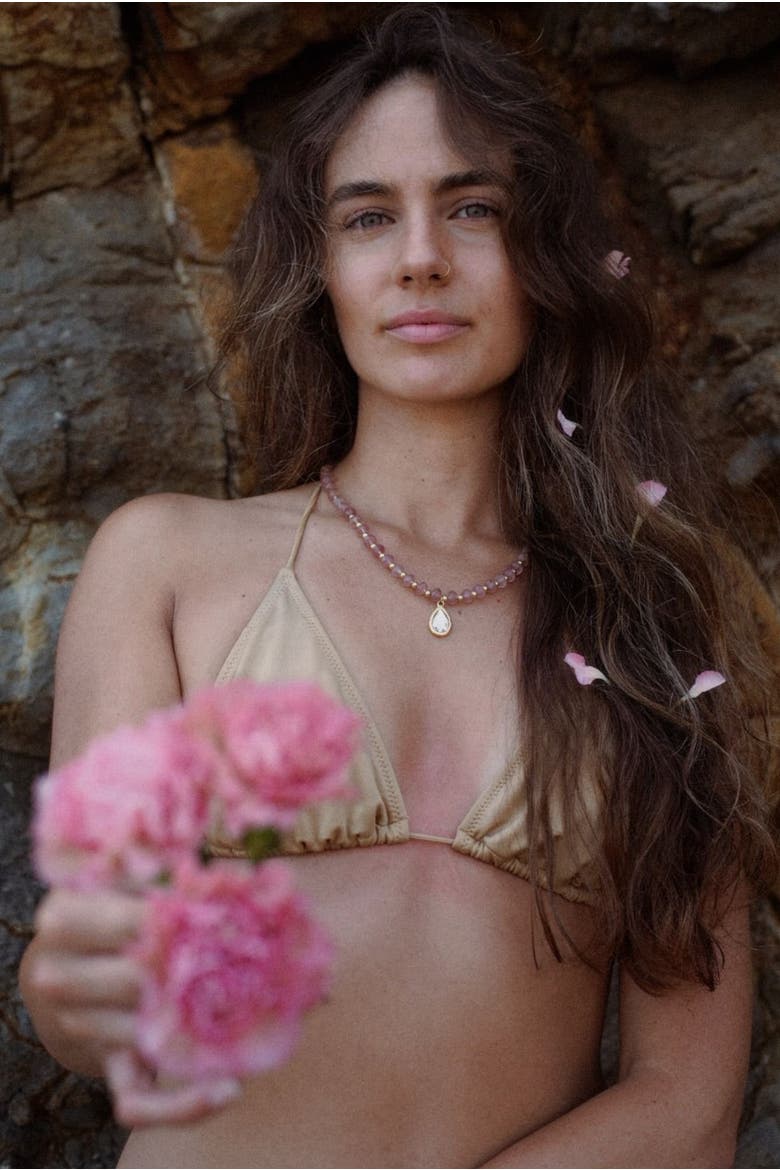 The Rosamere Necklace, Alternate, color, Strawberry Quartz Gemstones