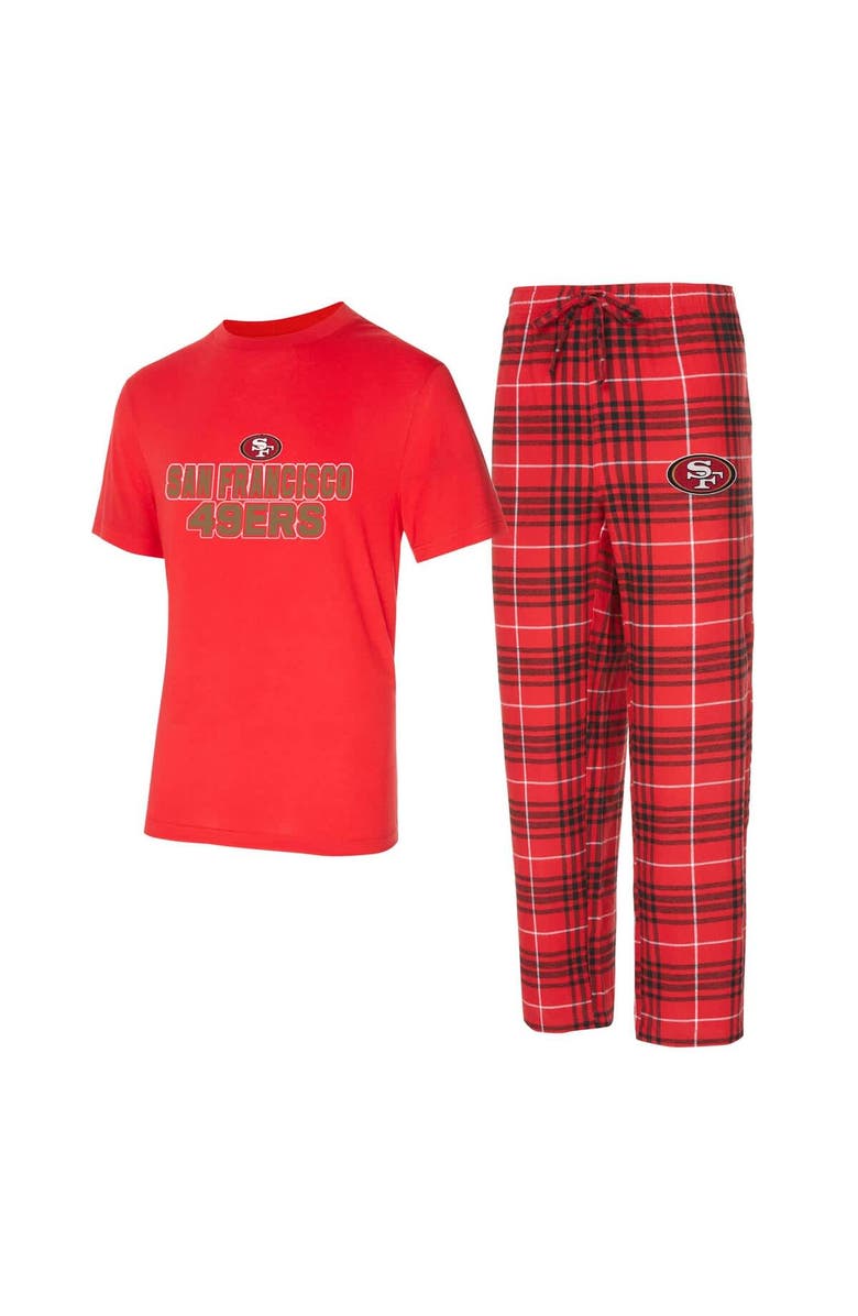 CONCEPTS SPORT Men's Concepts Sport  Scarlet/Black San Francisco 49ers Vector T-Shirt & Flannel Pants Sleep Set, Main, color, Scarlet