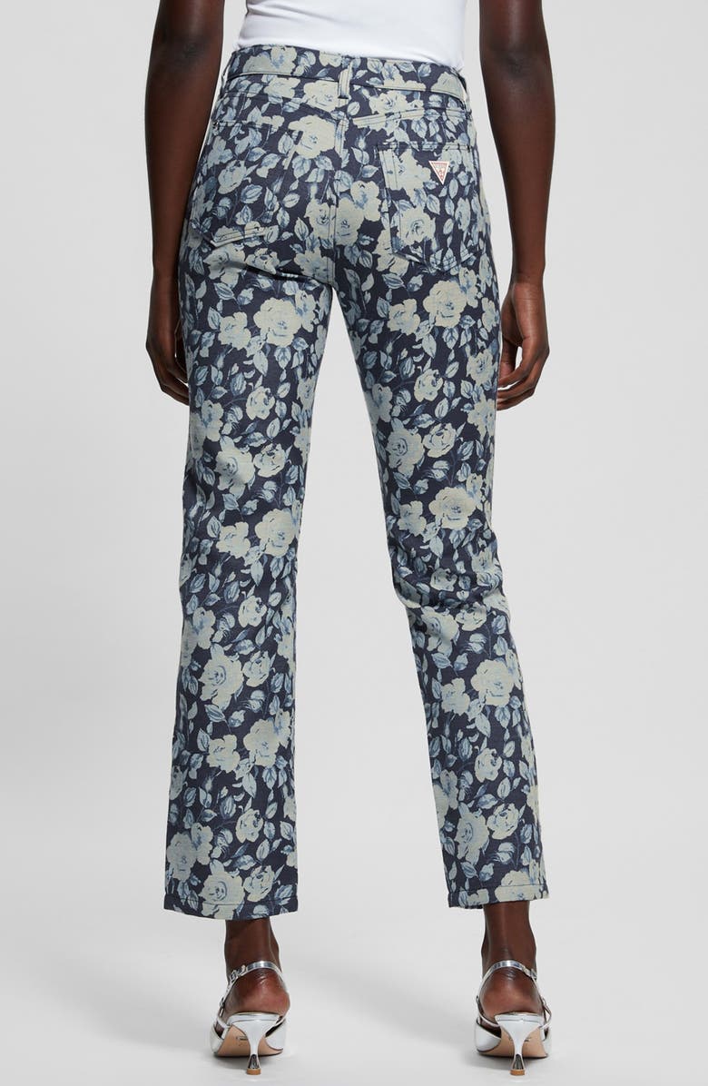 GUESS Floral Jacquard Nonstretch Ankle Straight Leg Jeans, Alternate, color, 