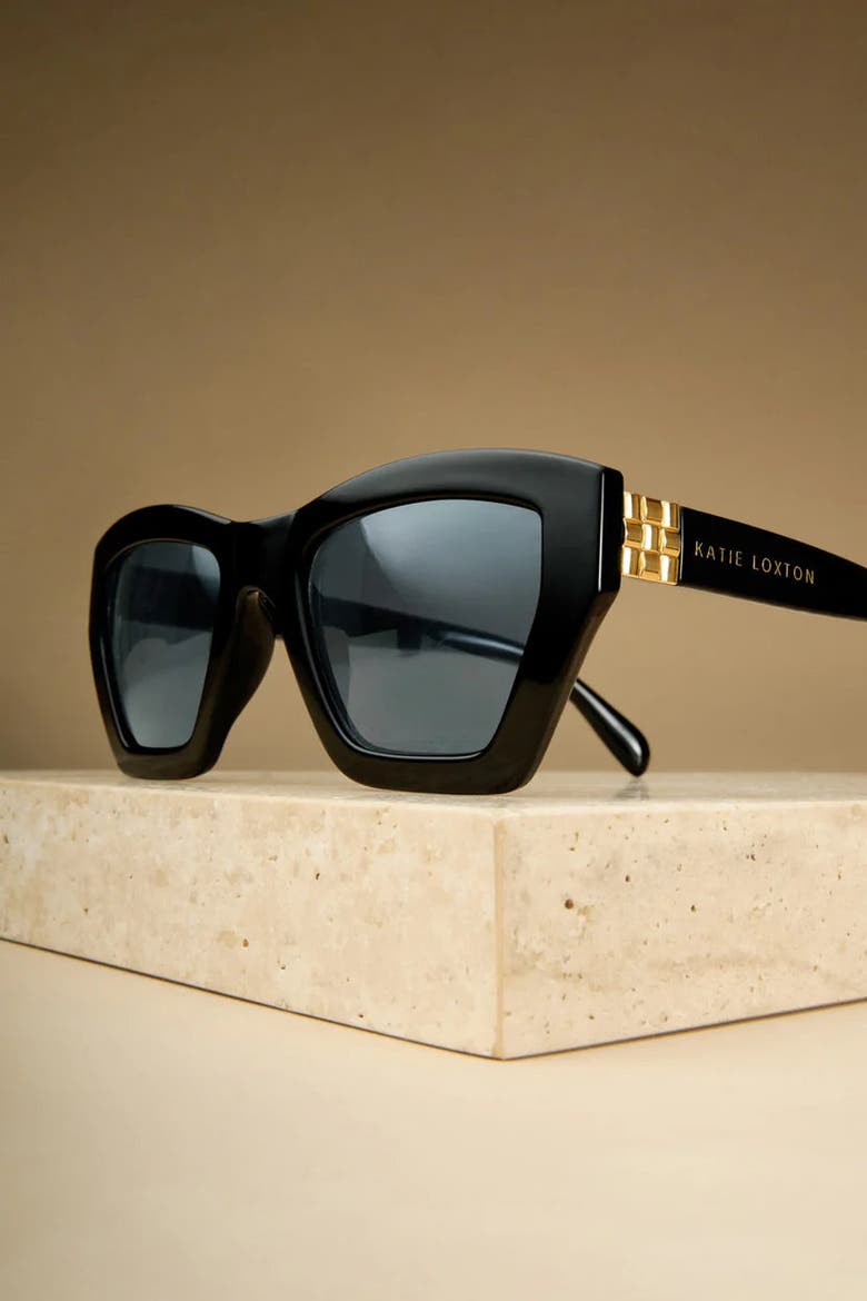 Palma Oversized Cat-Eye Sunglasses in Black, Alternate, color, Black