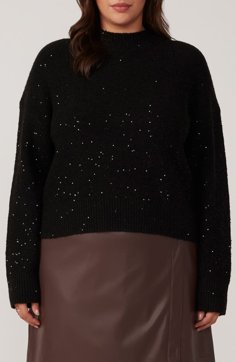 Estelle Night Sparkle Sequin Mock Neck Sweater, Main, color,