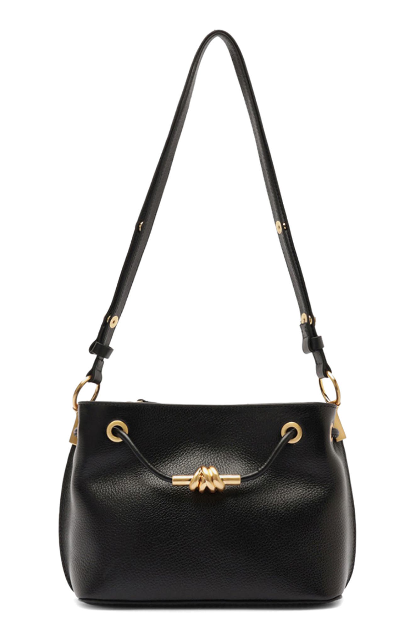 Arezzo Small Daphne Leather Crossbody Bag, Main, color, Black