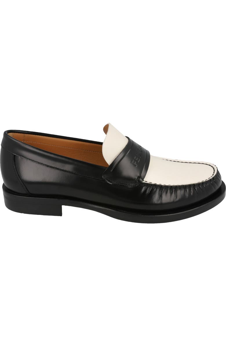 FERRAGAMO Fillmore Embossed Moc Toe Loafer, Alternate, color, Black