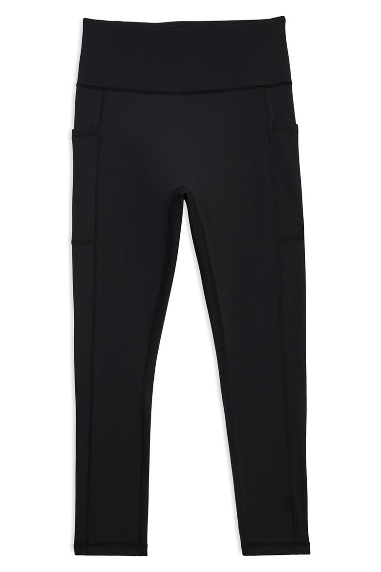 High Waist Pocket Three-Quarter Leggings, Alternate, color, BLACK