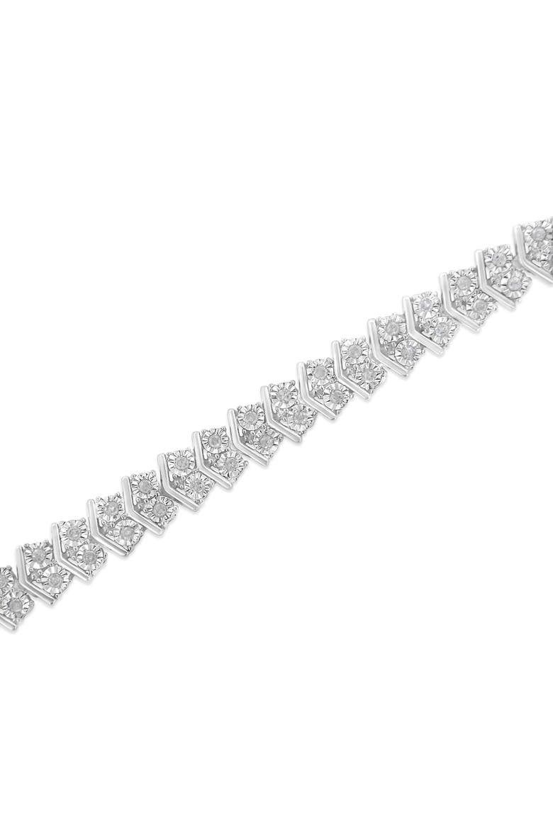 Silver 1.0 Cttw Chevron 2 Stone Arrow Link Tennis Bracelet, Alternate, color, White