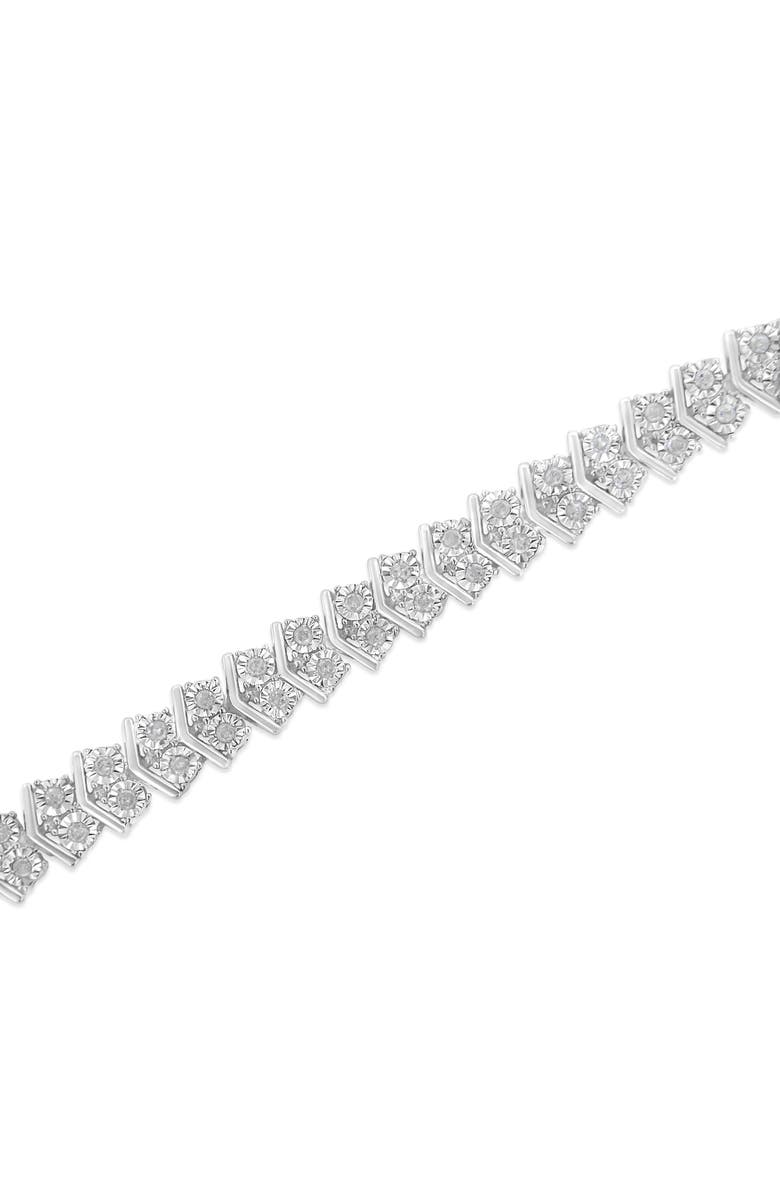 Haus of Brilliance Silver 1.0 Cttw Chevron 2 Stone Arrow Link Tennis Bracelet, Alternate, color, White
