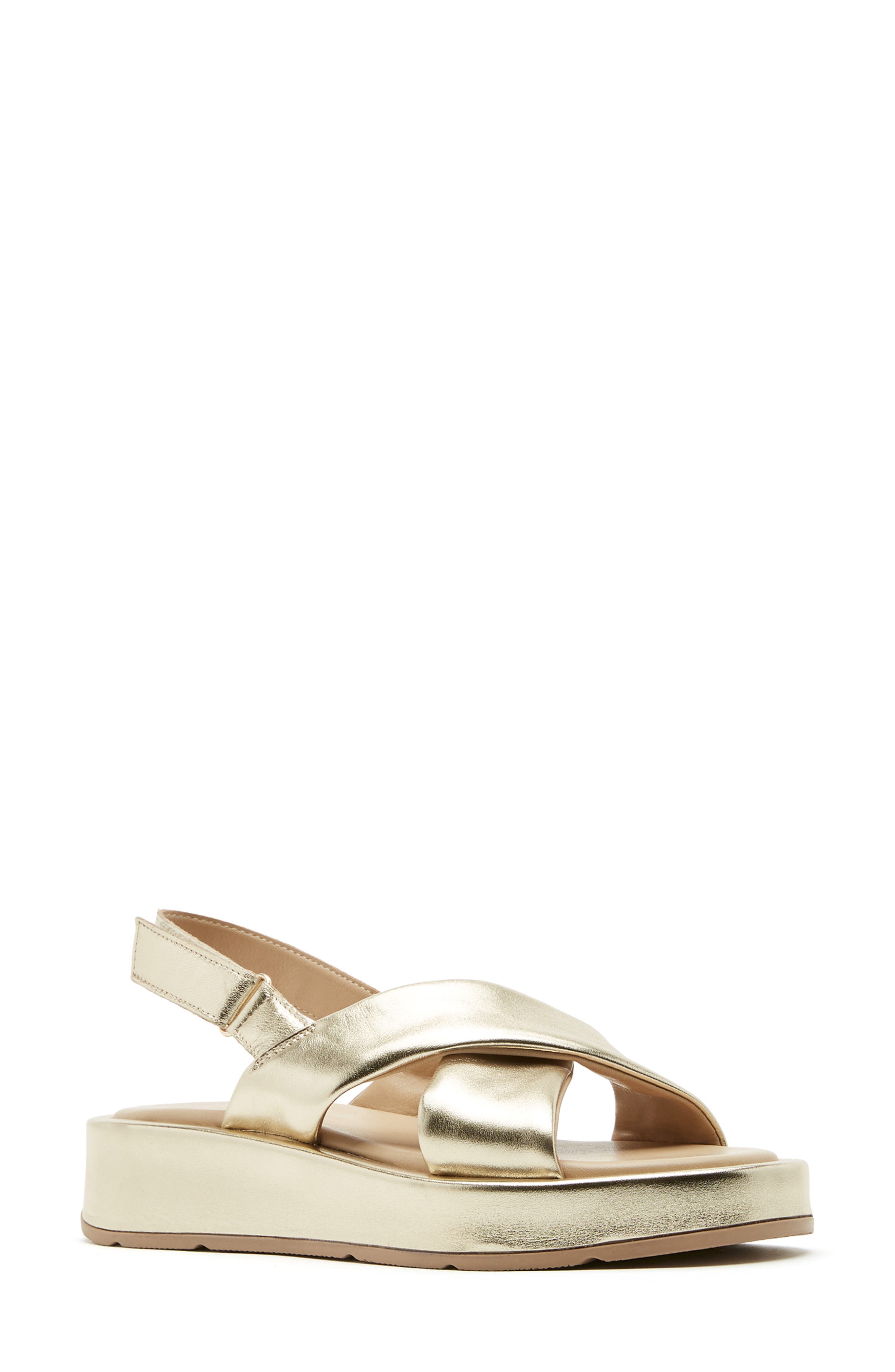 Axis Leather Flatform Sandal, Main, color, GOLD LEATHER