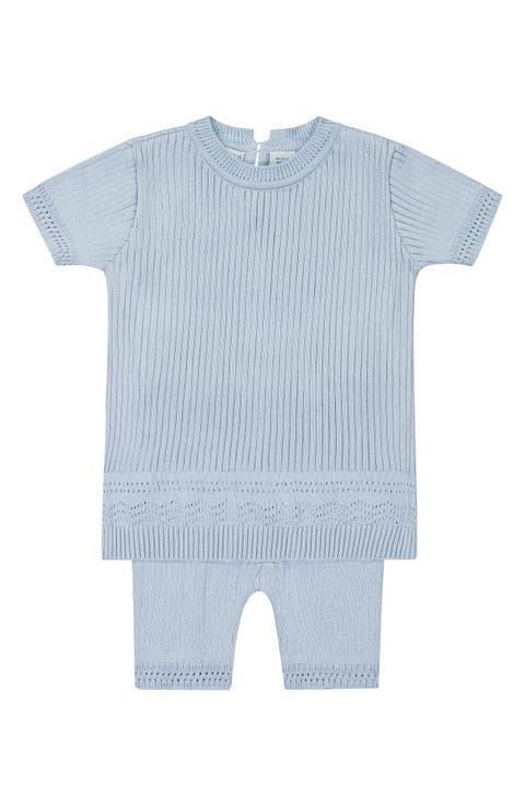 Kids' Pointelle Rib Short Sleeve Sweater & Pants Set (Baby)