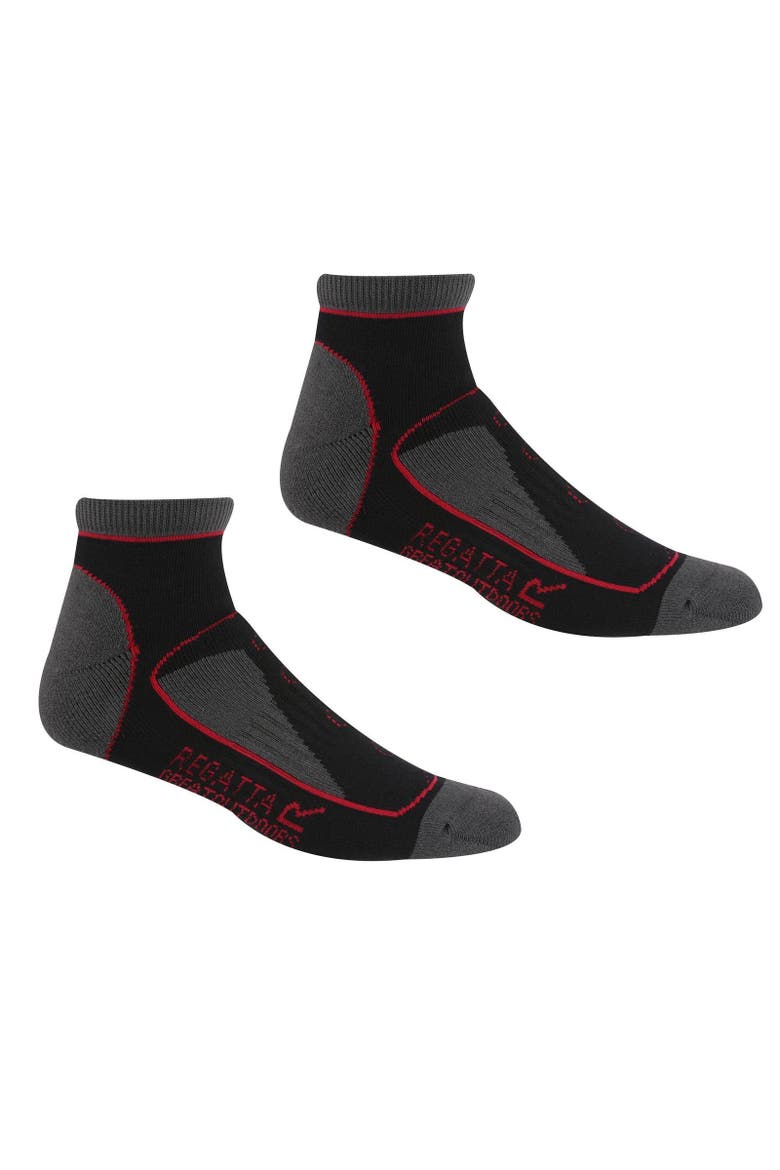 Samaris Trail Colour Block Ankle Socks, Main, color, Black and Cherry Pink