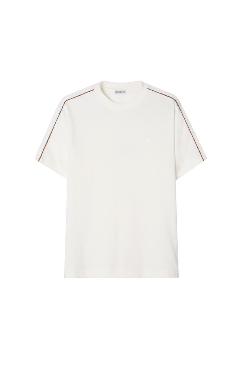 Check Piping Cotton T-shirt, Alternate, color, Chalk white