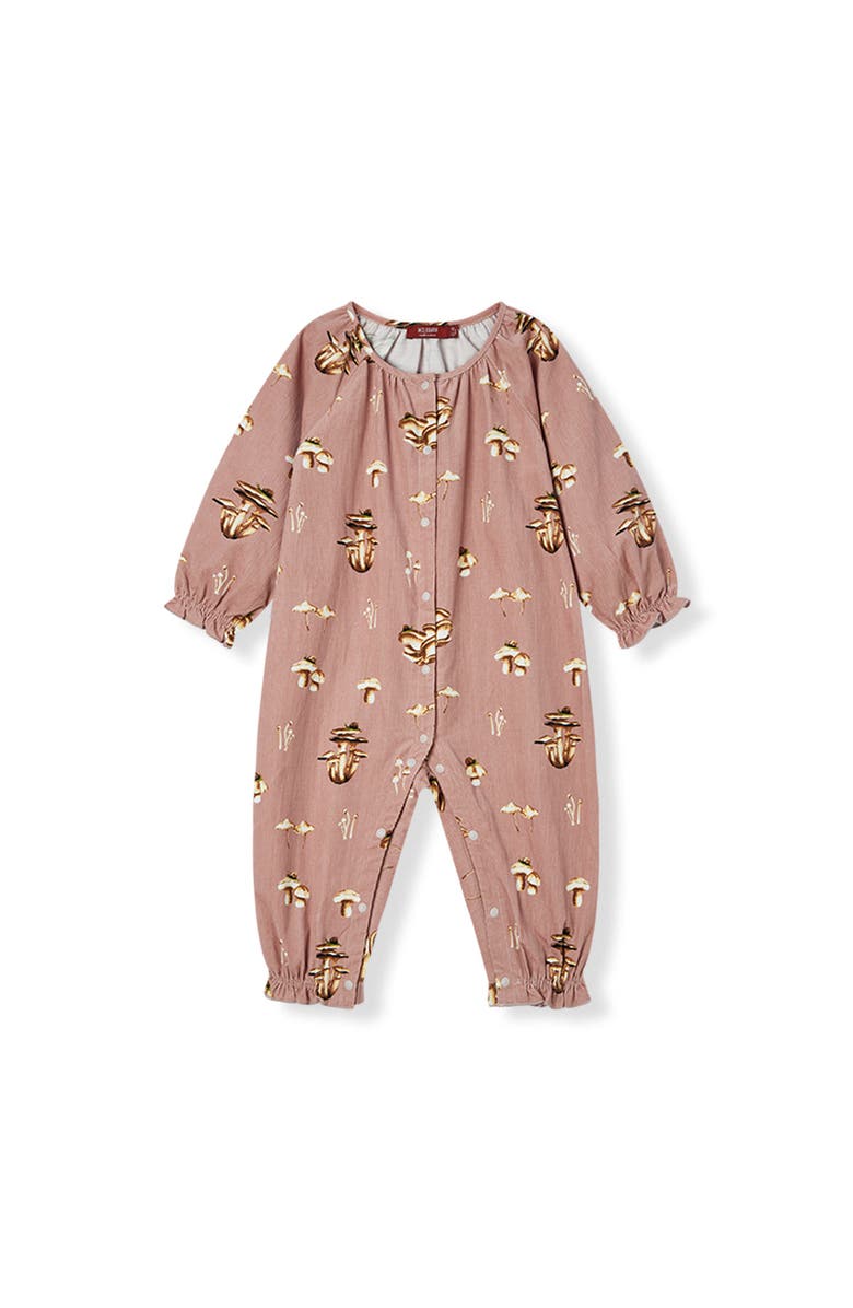 Milkbarn Organic Corduroy Ruffle Snap Jumper, Main, color, Mushroom