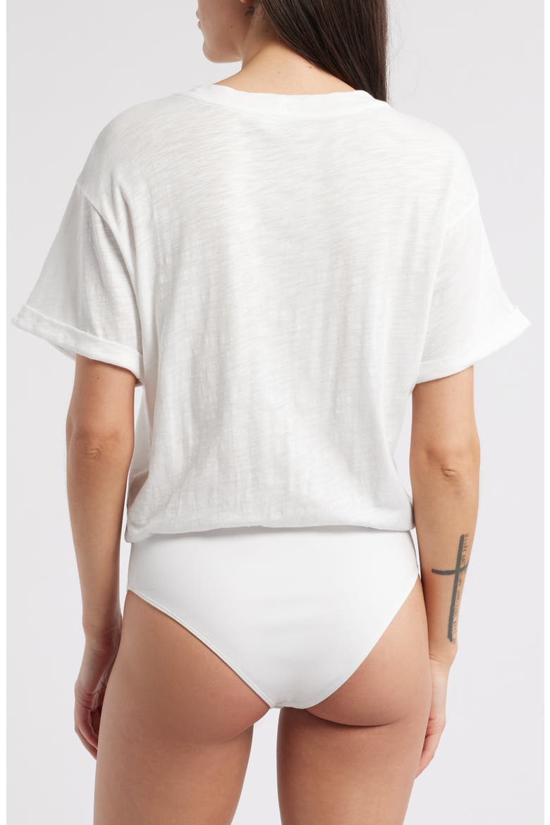 Stretch Cotton Crewneck Bodysuit, Alternate, color, OFF WHITE