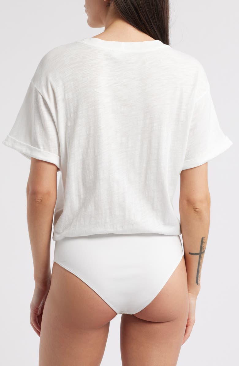 Wit & Wisdom Stretch Cotton Crewneck Bodysuit, Alternate, color, Off White