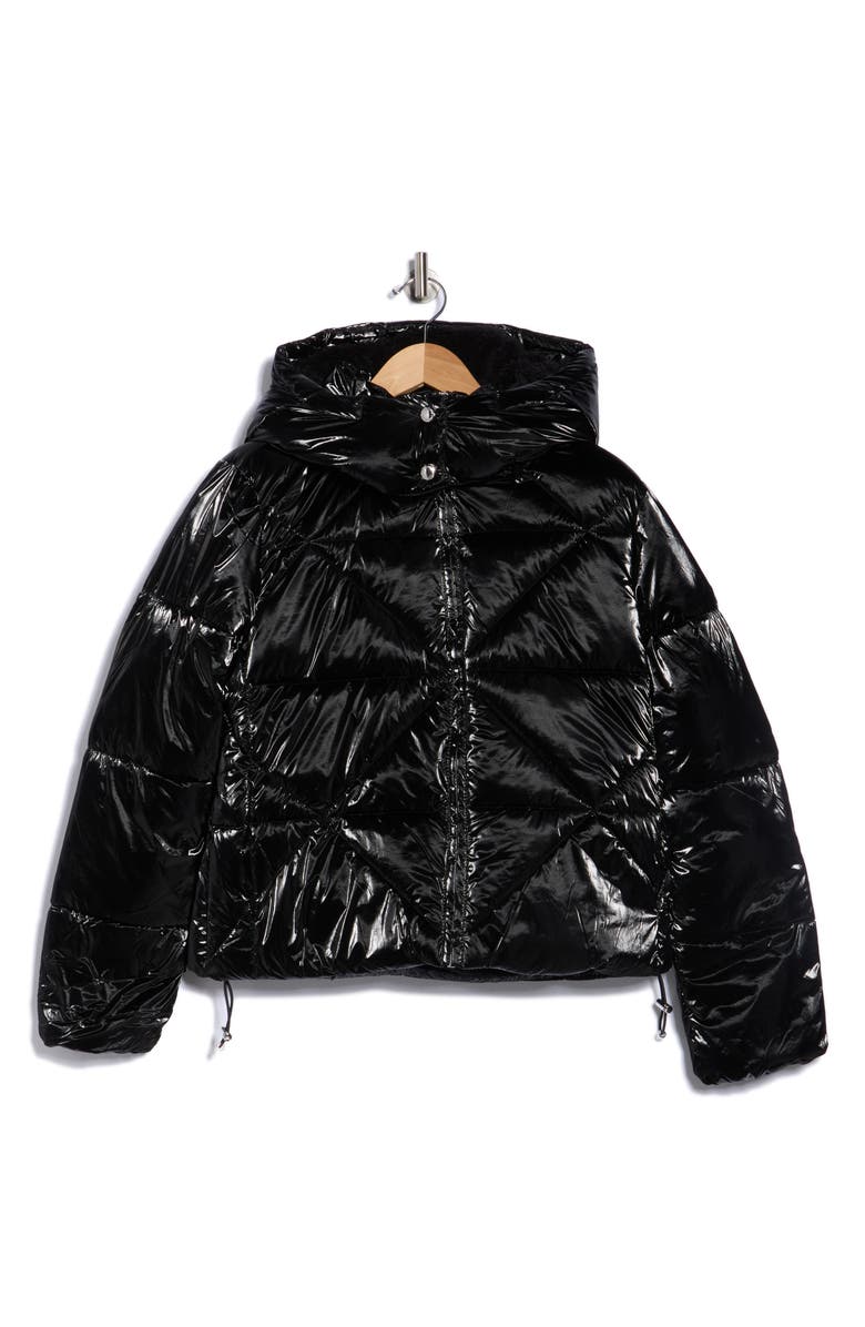 Sam Edelman Faux Shearling Lined Hood Crop Puffer Jacket, Alternate, color, Black