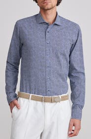 Emanuel Berg Textured Sartorial Floral Cotton Dress Shirt
