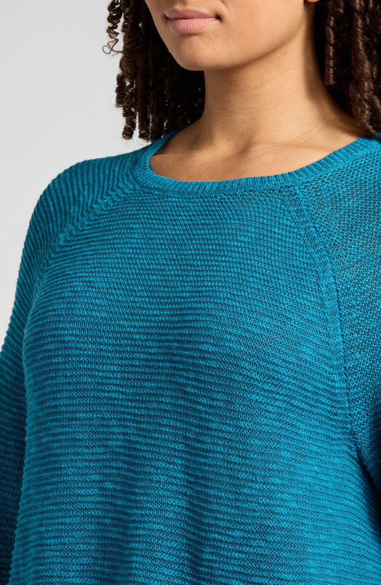 Eileen Fisher Organic Linen & Cotton Slub Crewneck Sweater, Alternate, color, Dragonfly