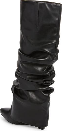 Zumma Foldover Slouch Pointed Toe Wedge Boot