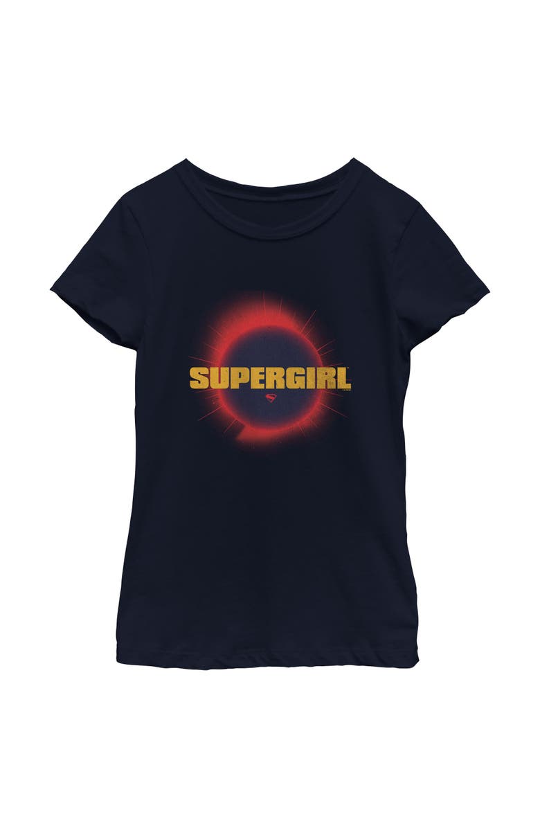 Supergirl Girl's Supergirl Official Sun Logo Graphic T-Shirt, Main, color, Navy Blue