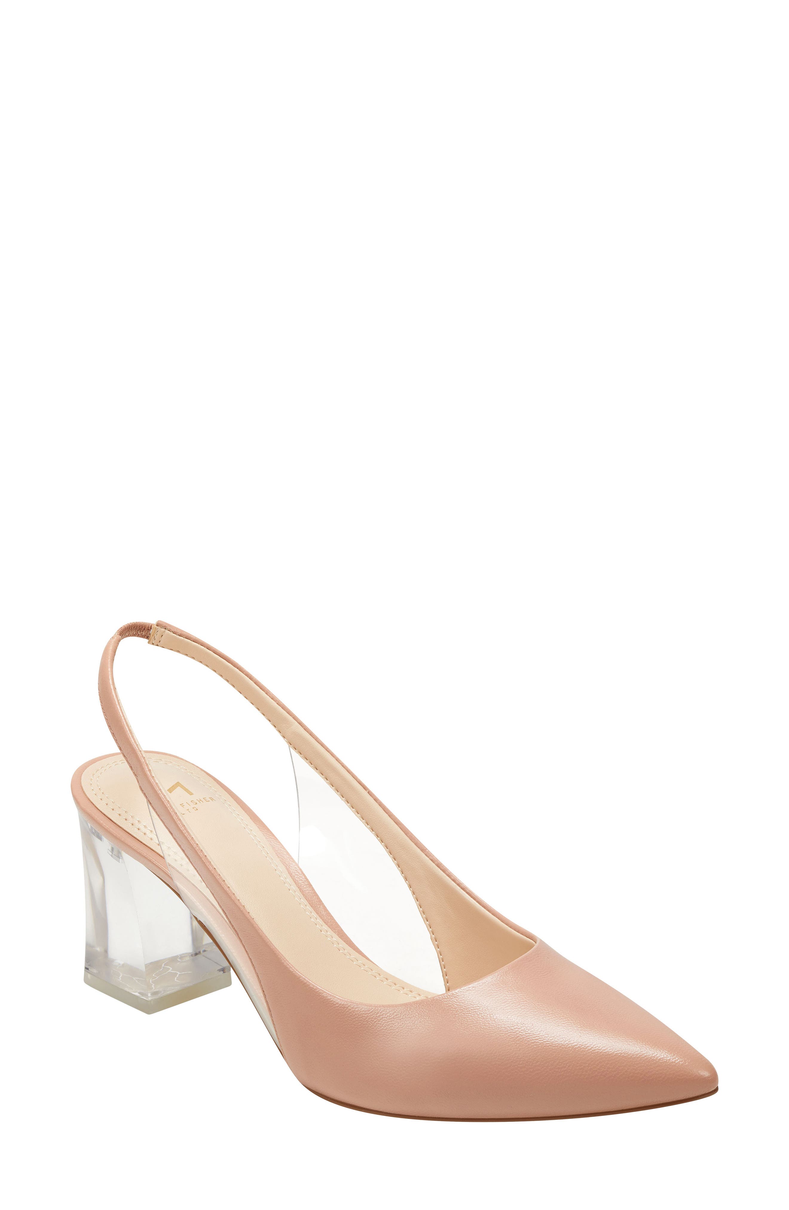 Zudi Slingback Pump, Main, color, BLUSH/ CLEAR LEATHER