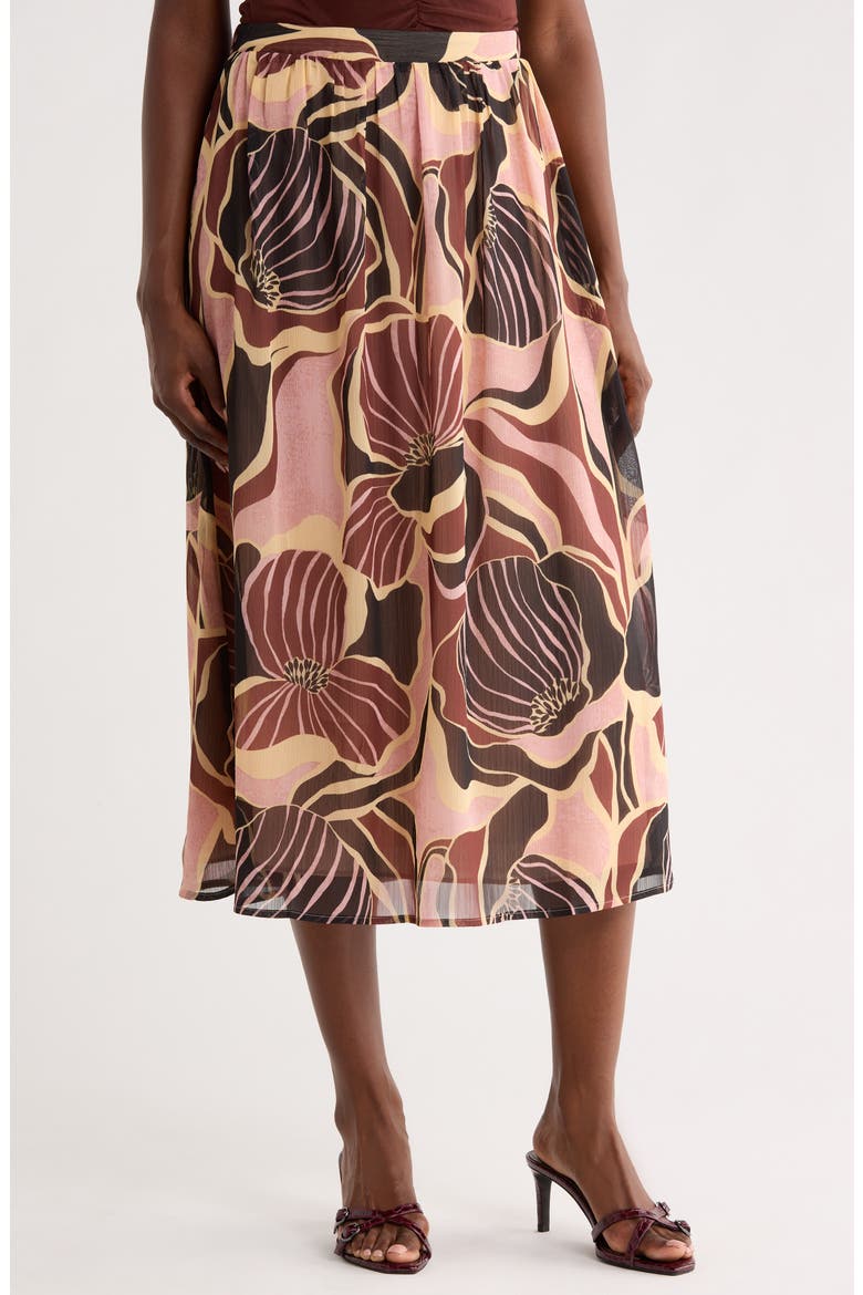 Mosaic Floral Skirt, Main, color, R693 PINK