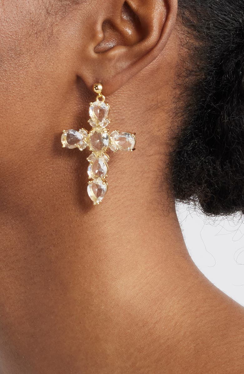 VIDAKUSH XL Cross Drop Earrings, Alternate, color, Gold