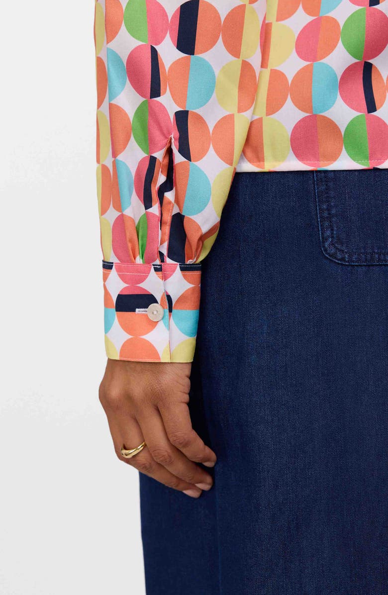 Foxcroft Jodie Retro Dot Cotton Button-Up Shirt, Alternate, color, Orange Multi