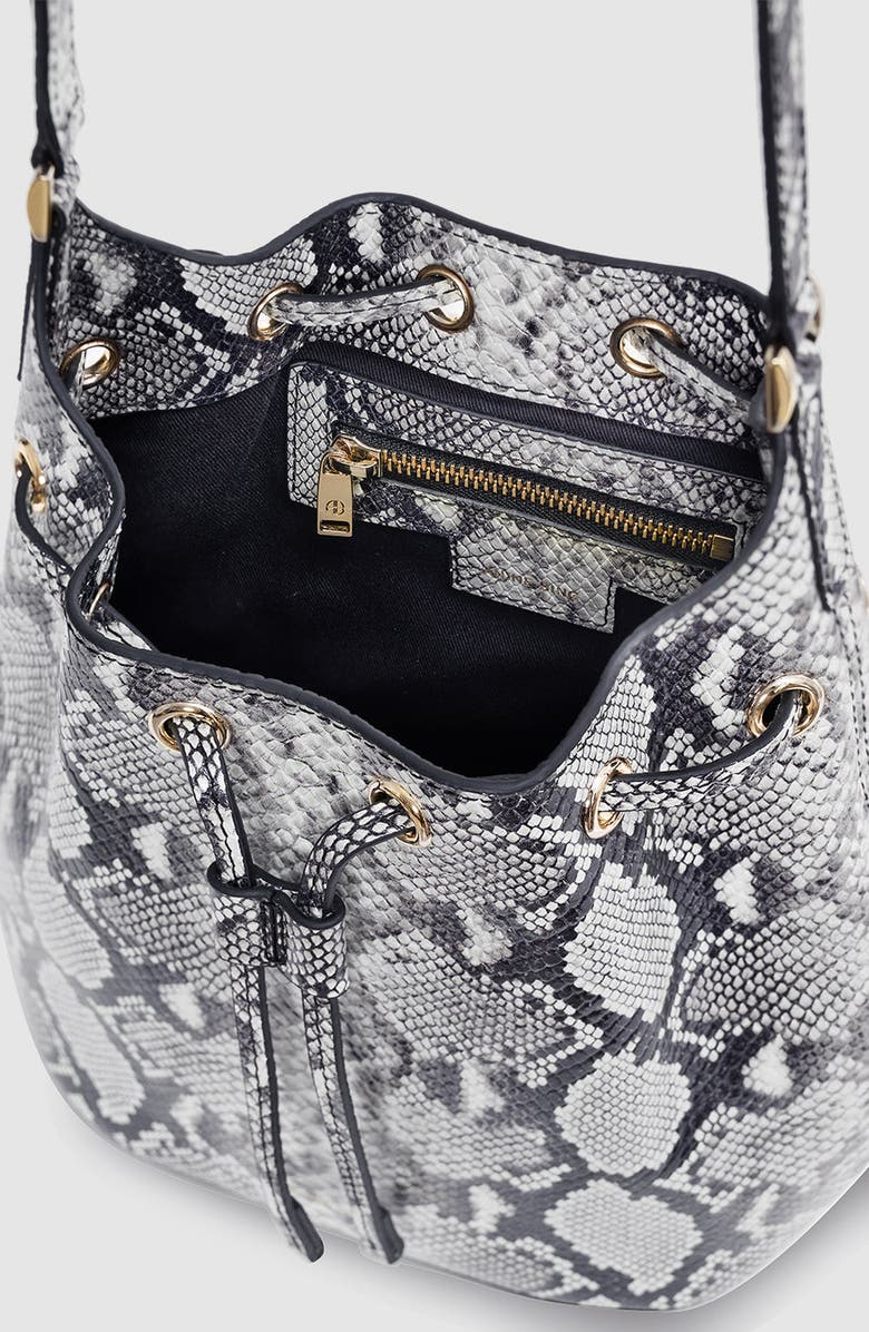 ANINE BING Mini Alana Bucket Bag, Alternate, color, Black / White Python