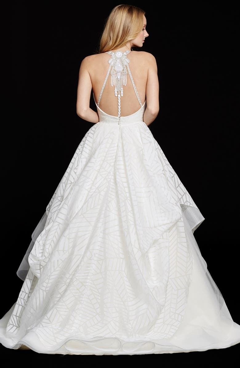 Hayley Paige Bahati Beaded Bodice Draped Organza & Tulle Ballgown, Alternate, color,