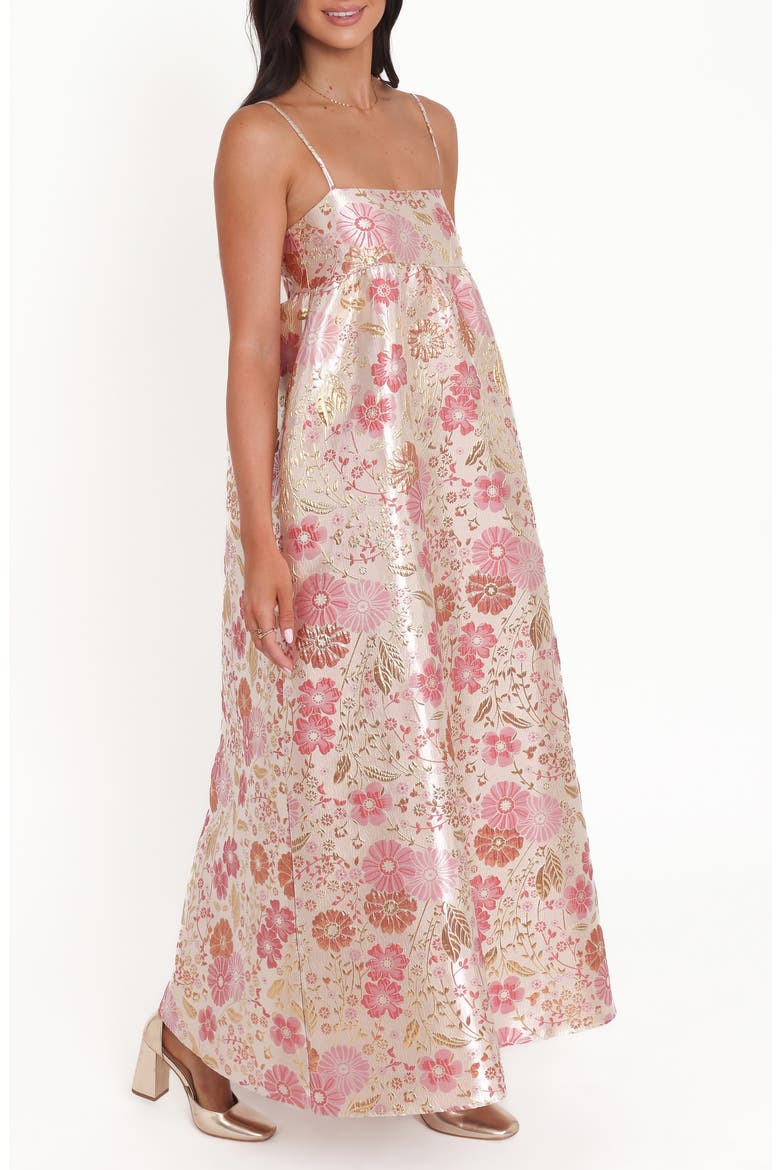 Yasmine Empire Floral Brocade Gown, Alternate, color, PINK FLORAL