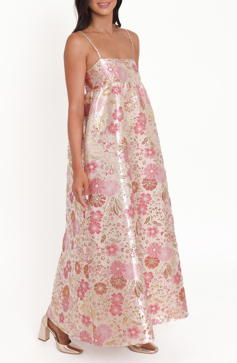 Petal & Pup Yasmine Empire Floral Brocade Gown, Alternate, color, Pink Floral