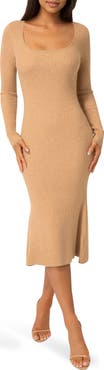 bebe Scoop Neck Long Sleeve Sweater Dress
