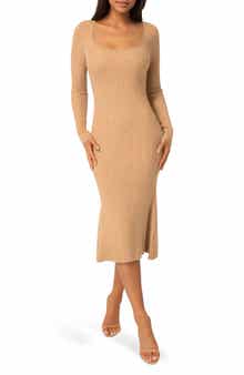bebe Scoop Neck Long Sleeve Sweater Dress
