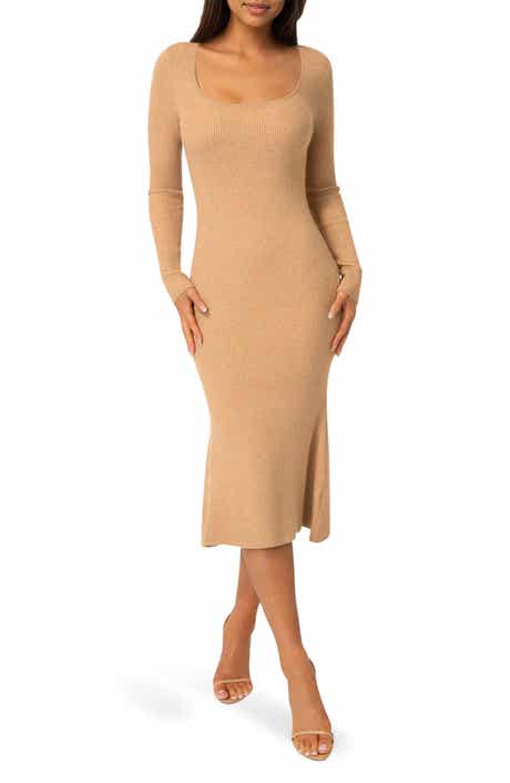 bebe Scoop Neck Long Sleeve Sweater Dress