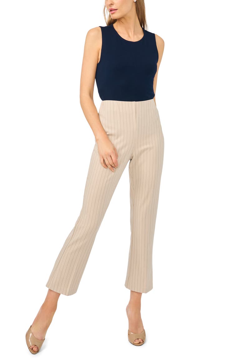 Pinstripe Kick Flare Ankle Pants, Alternate, color, STONE