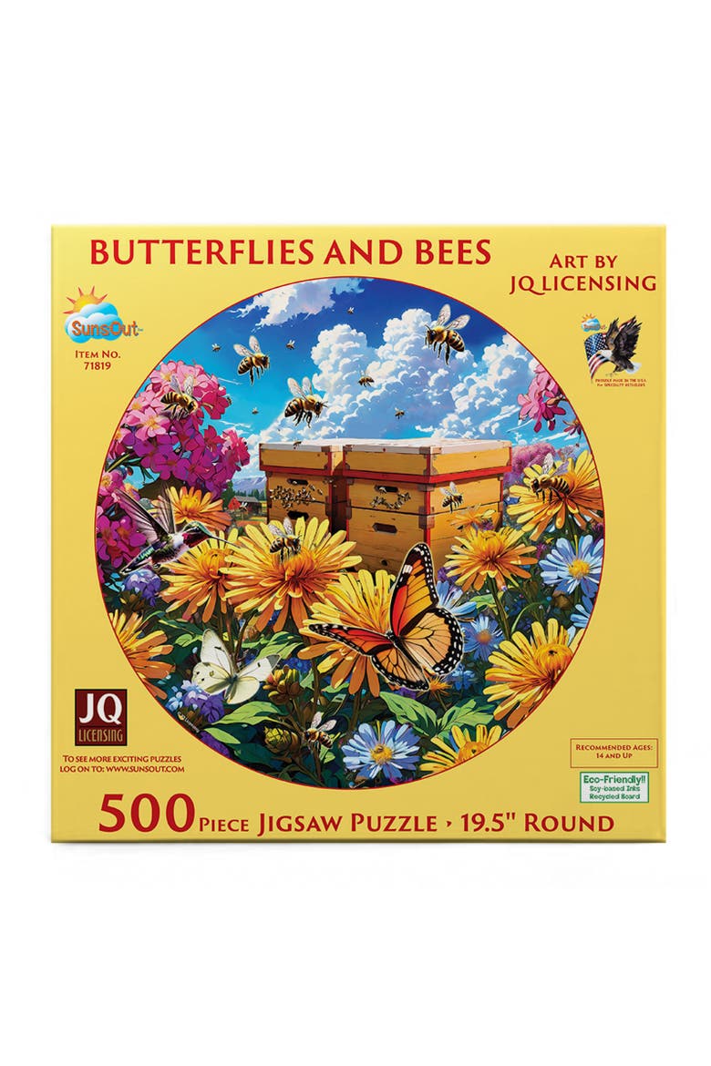Butterflies and Bees 500 piece Jigsaw Puzzle for Adults Round, Alternate, color, Multicolor