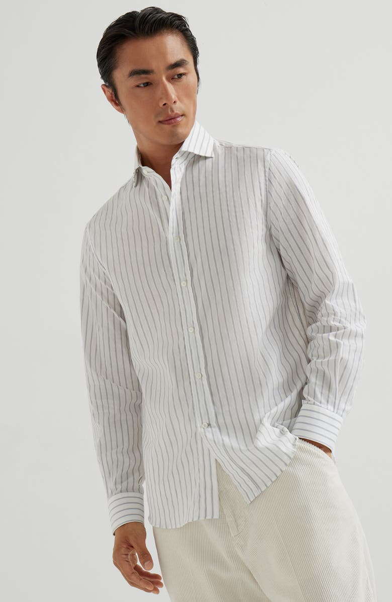 Brunello Cucinelli Striped shirt, Alternate, color, Navy Blue
